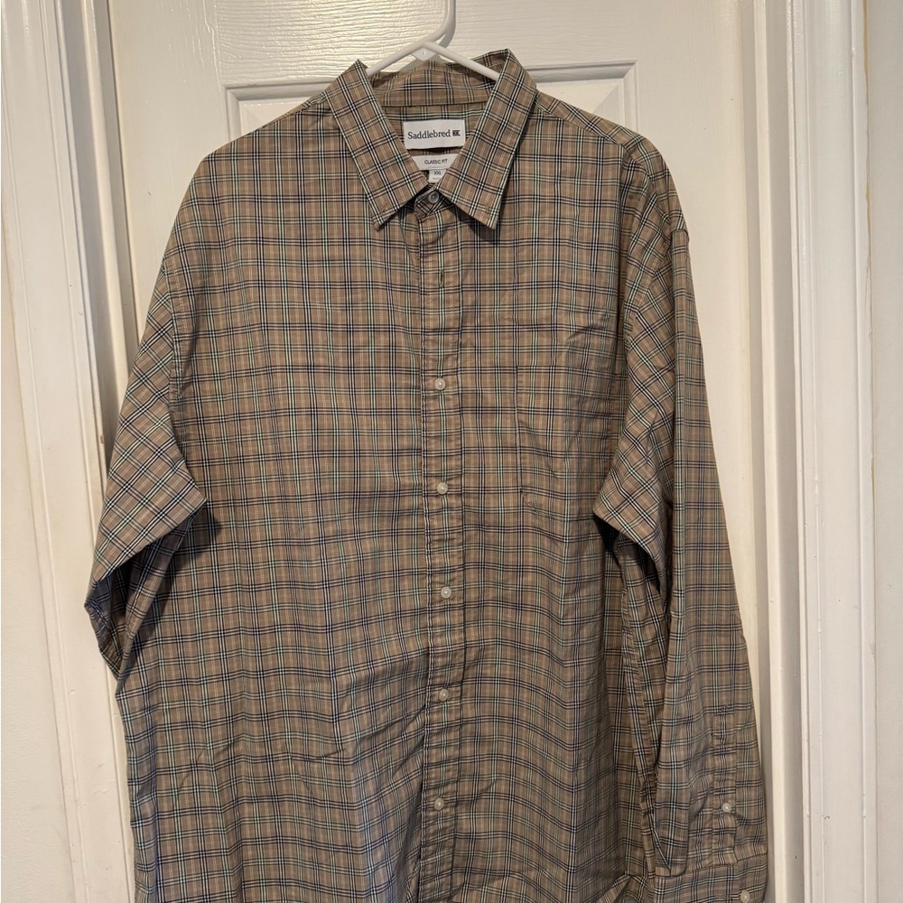 Saddlebred Brown and Blue Casual Button Down Shirt